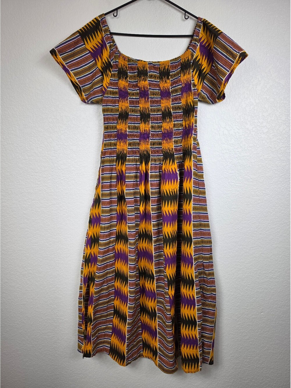 Vintage Marie Vibrant Patterned Cotton Dress Size L
